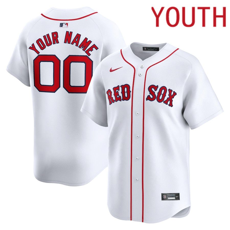 Youth Boston Red Sox Nike White Home Limited Custom MLB Jersey